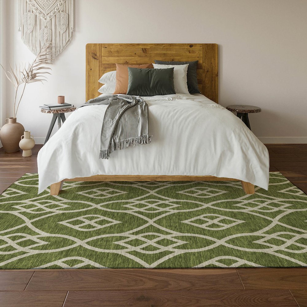Premium Machine Washable Mayfield AMF884 Olive 5' x 7'6" Rug
