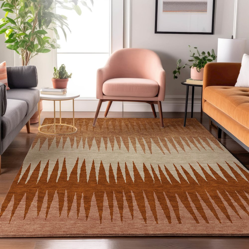 Premium Machine Washable Mayfield AMF886 Copper 5' x 7'6" Rug