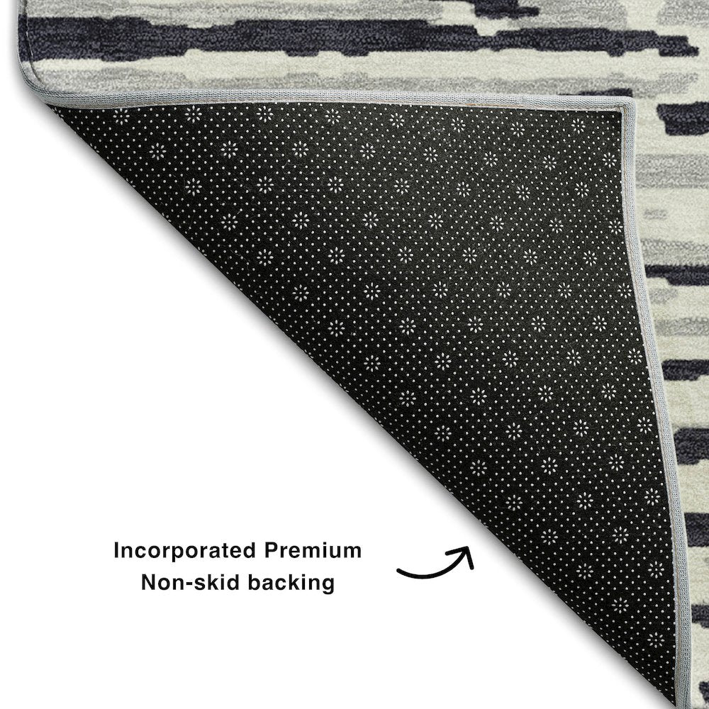 Premium Machine Washable Mayfield AMF888 Black 2'6" x 3'10" Rug