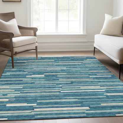Premium Machine Washable Mayfield AMF894 Teal 5' x 7'6" Rug