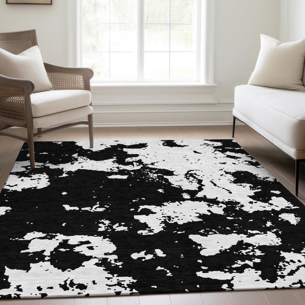Premium Machine Washable Mayfield AMF897 Black 5' x 7'6" Rug