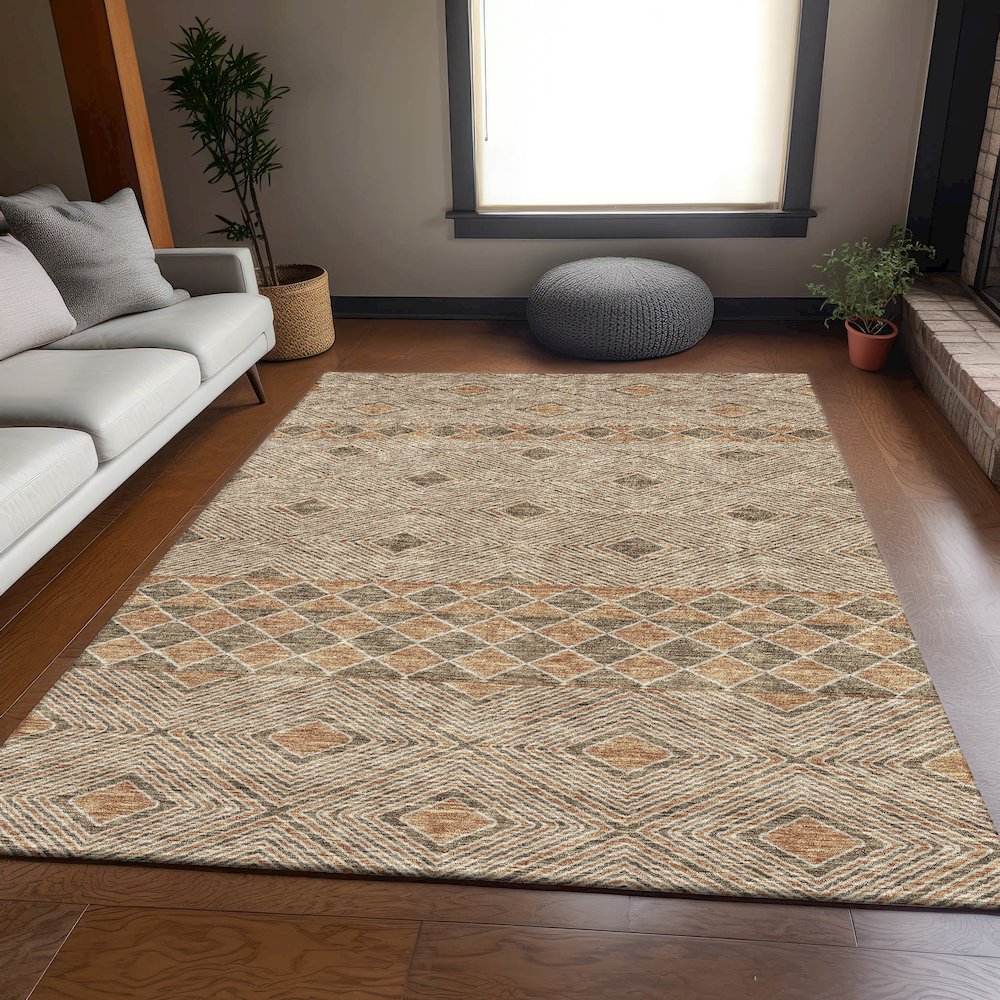Premium Machine Washable Mayfield AMF898 Brown 5' x 7'6" Rug