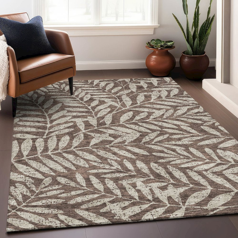 Premium Machine Washable Mayfield AMF899 Brown 5' x 7'6" Rug