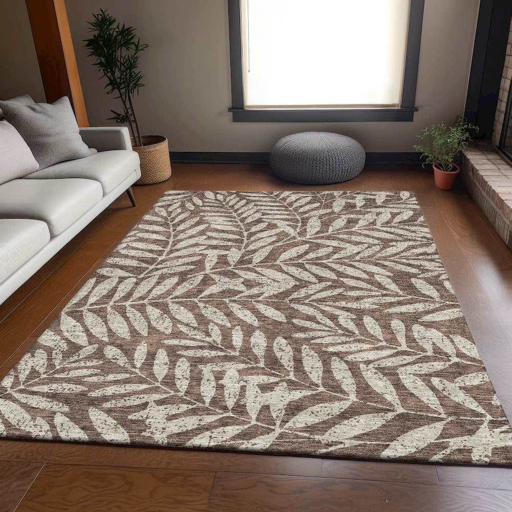 Premium Machine Washable Mayfield AMF899 Brown 5' x 7'6" Rug
