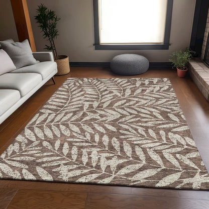 Premium Machine Washable Mayfield AMF899 Brown 5' x 7'6" Rug