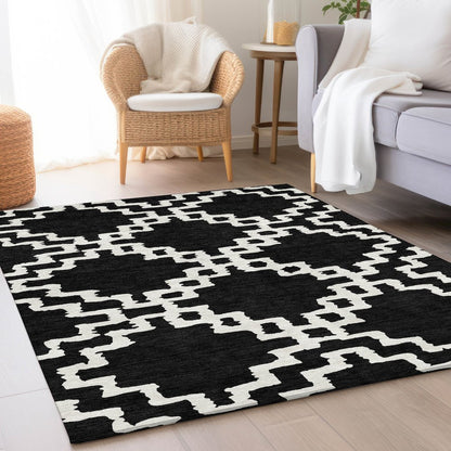Premium Machine Washable Mayfield AMF902 Black 5' x 7'6" Rug