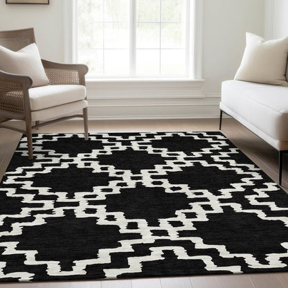 Premium Machine Washable Mayfield AMF902 Black 5' x 7'6" Rug