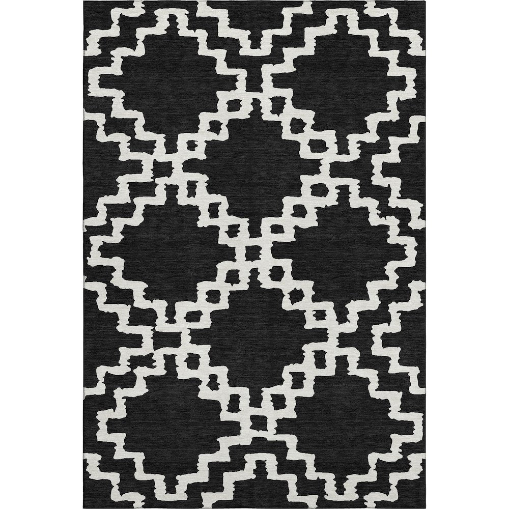 Premium Machine Washable Mayfield AMF902 Black 5' x 7'6" Rug