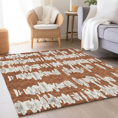Premium Machine Washable Mayfield AMF905 Paprika 5' x 7'6" Rug