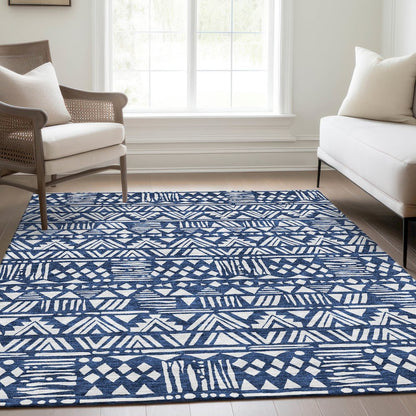 Premium Machine Washable Mayfield AMF907 Navy 5' x 7'6" Rug