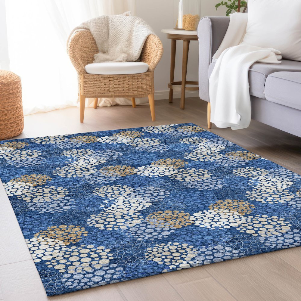 Premium Machine Washable Mayfield AMF908 Navy 5' x 7'6" Rug