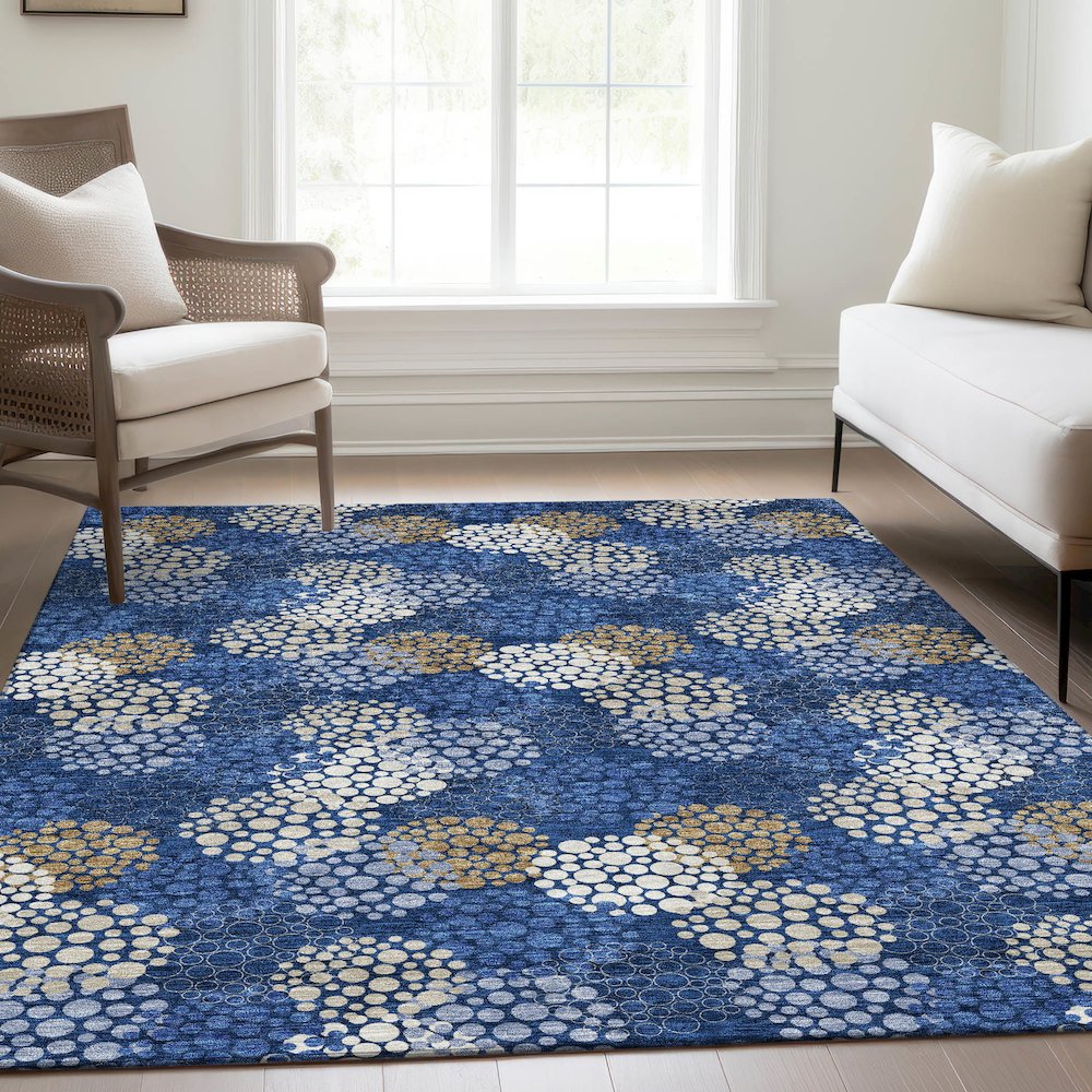 Premium Machine Washable Mayfield AMF908 Navy 5' x 7'6" Rug
