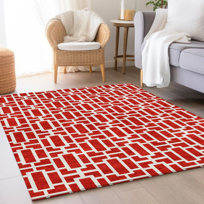 Premium Machine Washable Mayfield AMF916 Red 5' x 7'6" Rug