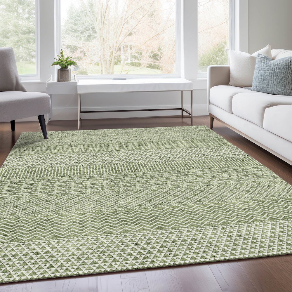 Premium Machine Washable Mayfield AMF939 Green 5' x 7'6" Rug