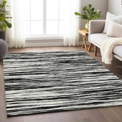 Premium Machine Washable Mayfield AMF951 Black 5' x 7'6" Rug