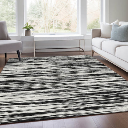 Premium Machine Washable Mayfield AMF951 Black 5' x 7'6" Rug