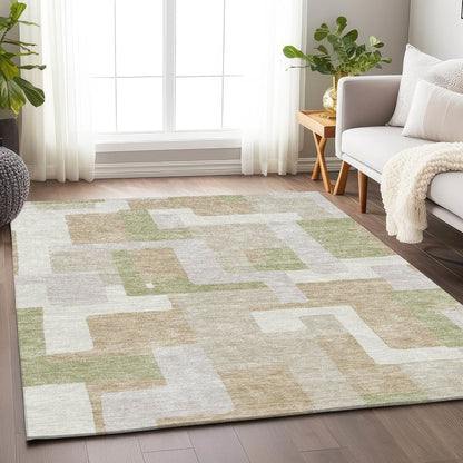 Premium Machine Washable Mayfield AMF955 Beige 5' x 7'6" Rug