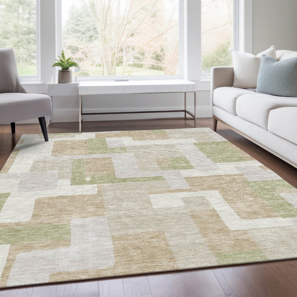 Premium Machine Washable Mayfield AMF955 Beige 5' x 7'6" Rug