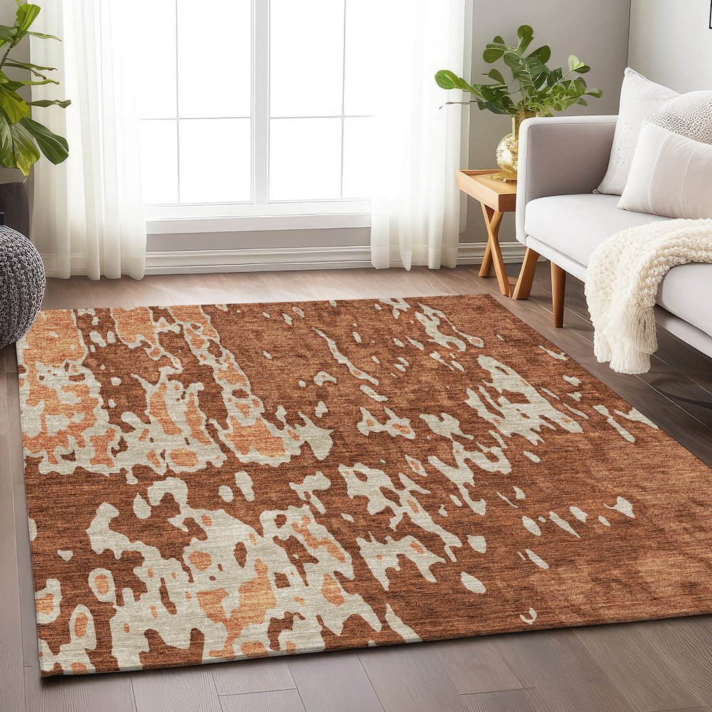 Premium Machine Washable Mayfield AMF957 Paprika 5' x 7'6" Rug