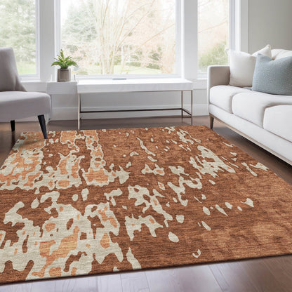 Premium Machine Washable Mayfield AMF957 Paprika 5' x 7'6" Rug