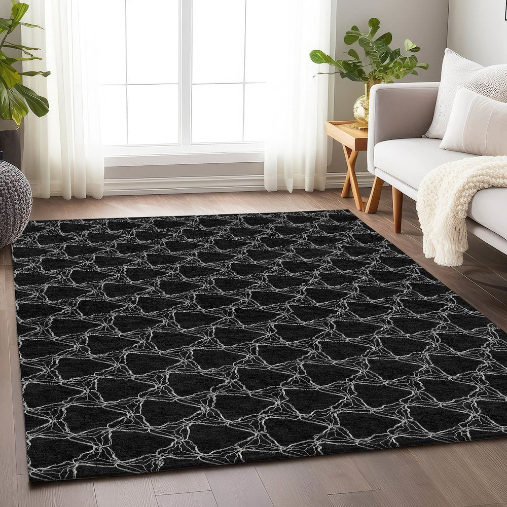 Premium Machine Washable Mayfield AMF960 Black 5' x 7'6" Rug