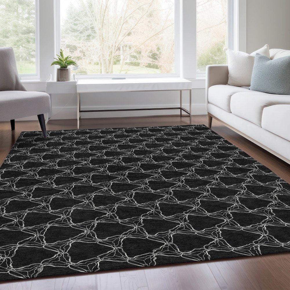 Premium Machine Washable Mayfield AMF960 Black 5' x 7'6" Rug