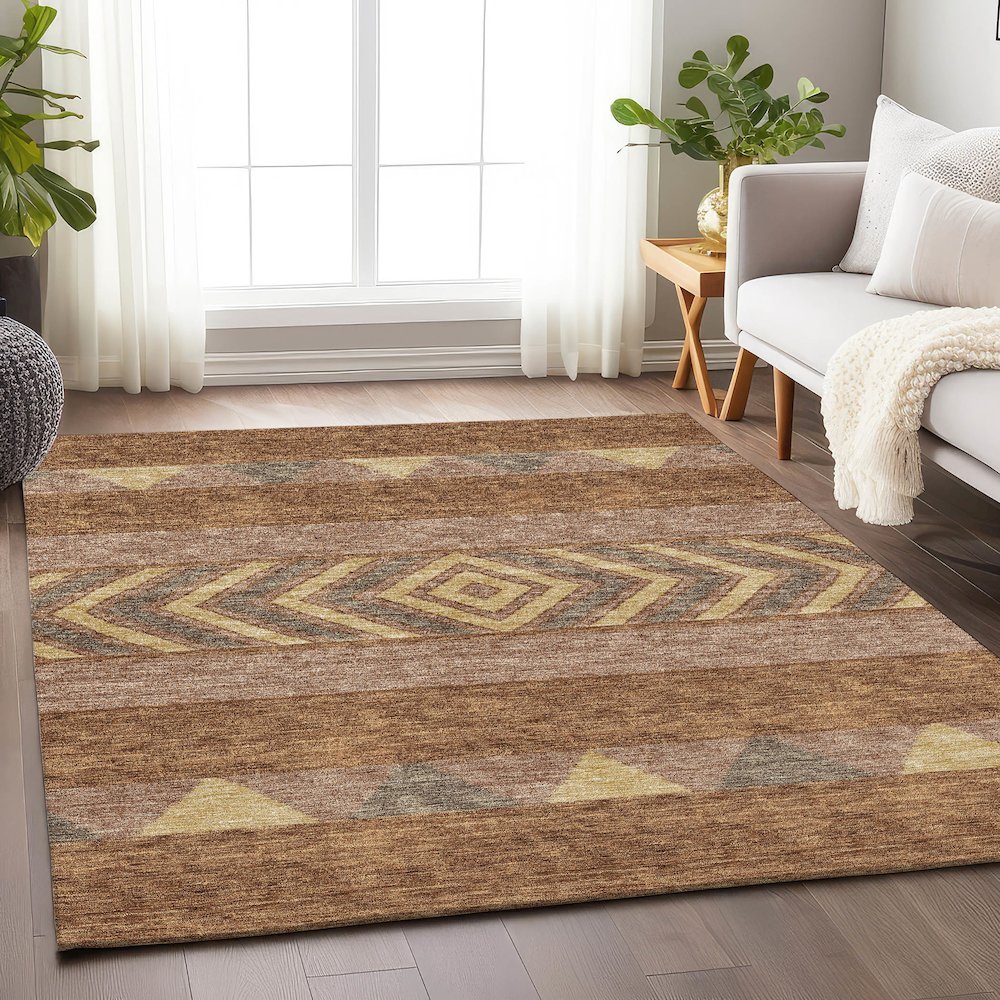 Premium Machine Washable Mayfield AMF965 Paprika 5' x 7'6" Rug
