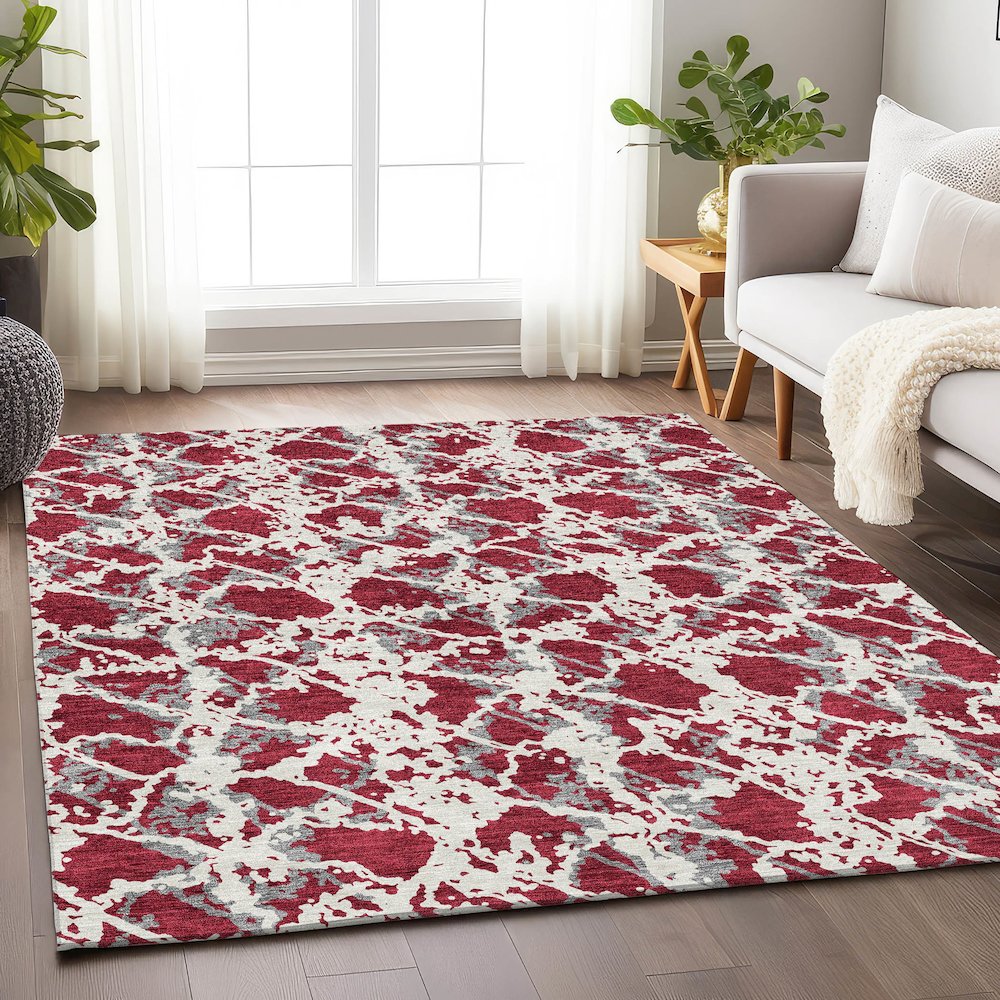 Premium Machine Washable Mayfield AMF969 Burgundy 5' x 7'6" Rug