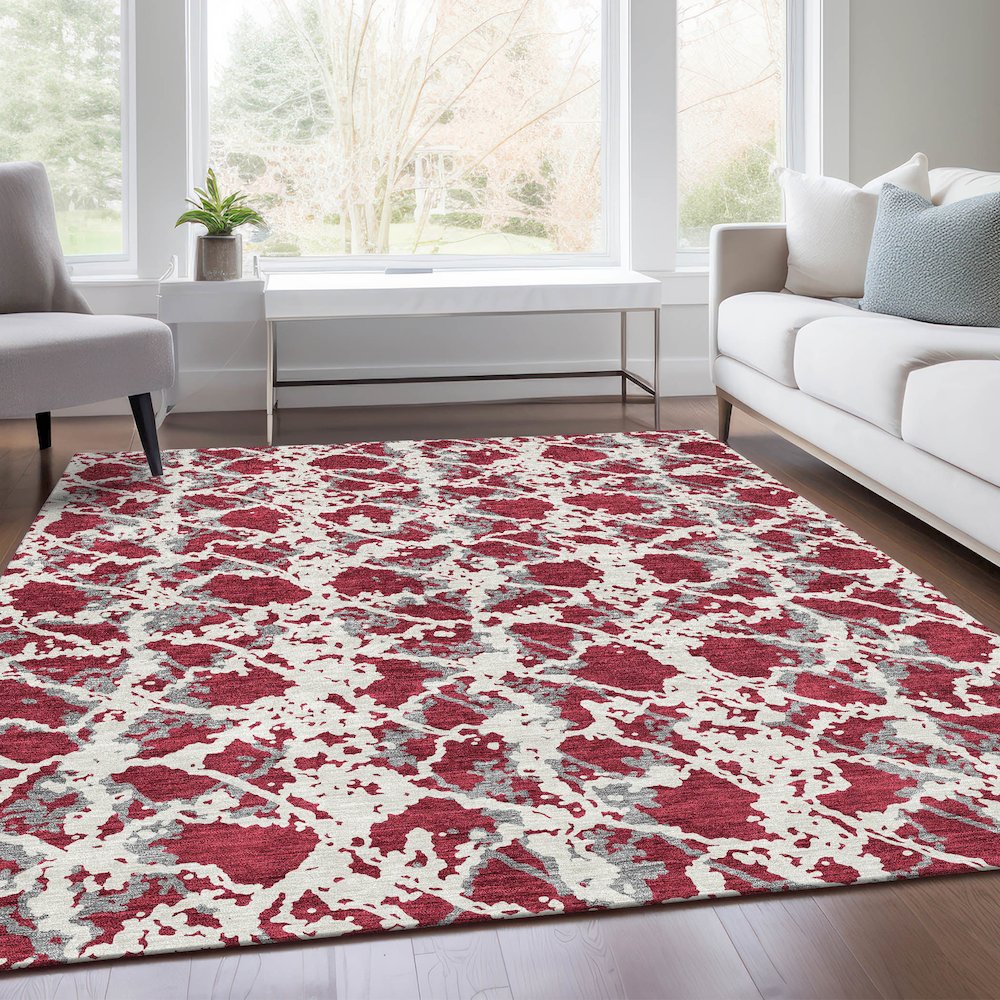 Premium Machine Washable Mayfield AMF969 Burgundy 5' x 7'6" Rug
