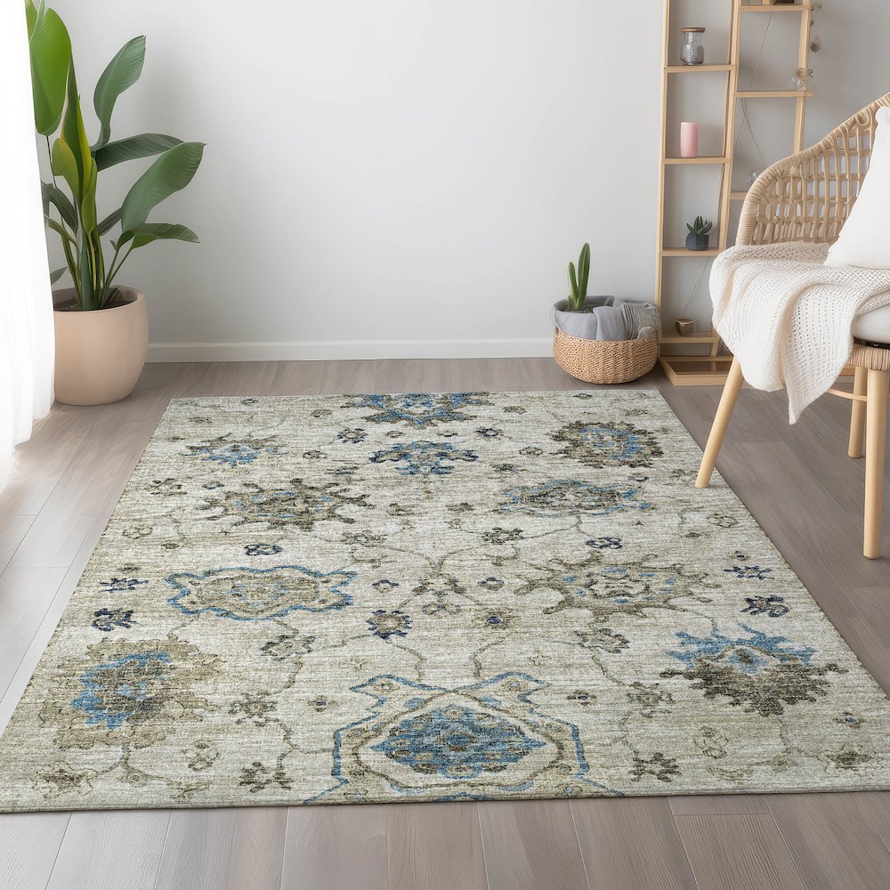 Premium Machine Washable Mayfield  Blue 5' x 7'6" Rug
