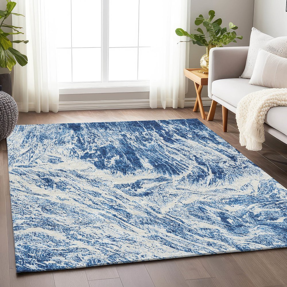 Premium Machine Washable Mayfield AMF971 Navy 5' x 7'6" Rug