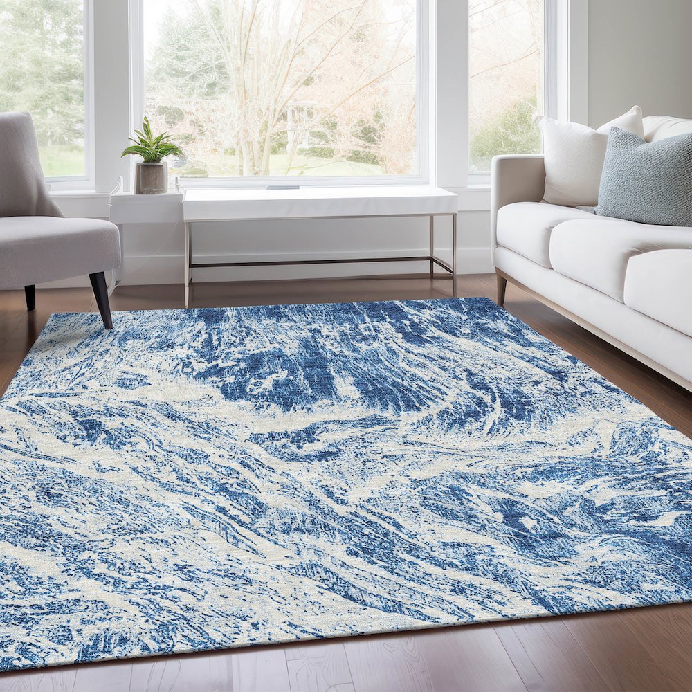 Premium Machine Washable Mayfield AMF971 Navy 5' x 7'6" Rug