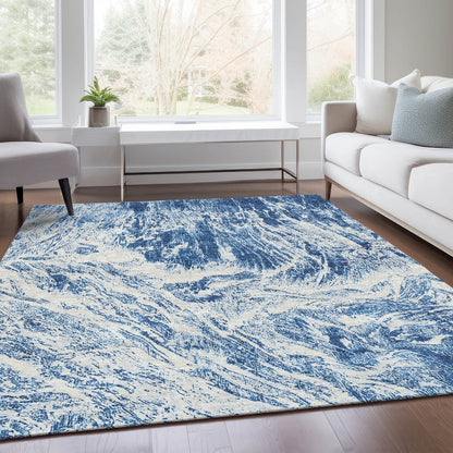 Premium Machine Washable Mayfield AMF971 Navy 5' x 7'6" Rug