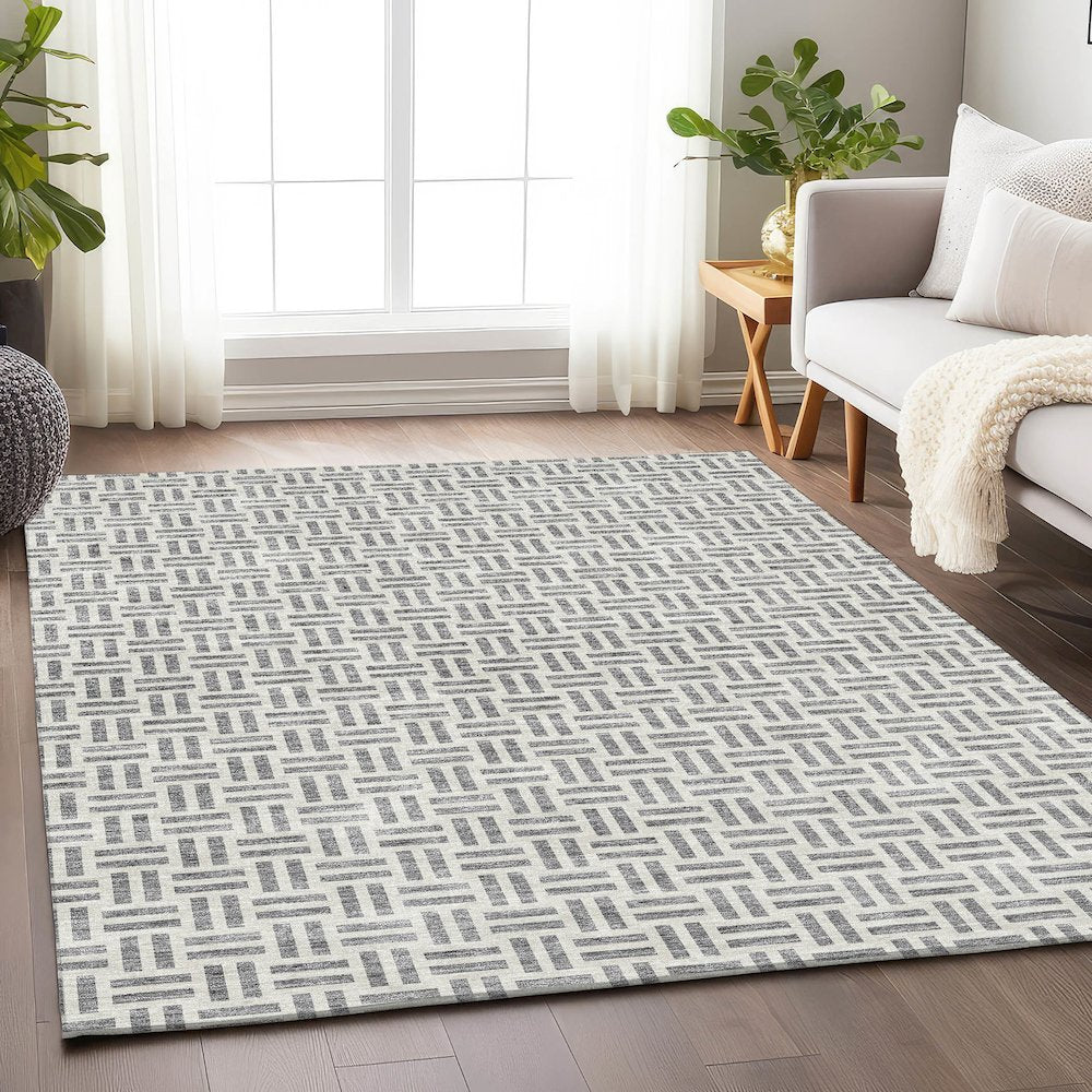 Premium Machine Washable Mayfield AMF978 Gray 5' x 7'6" Rug
