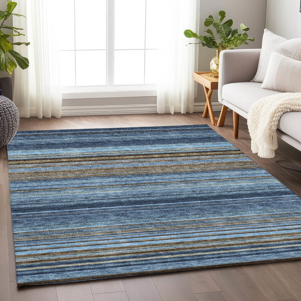 Premium Machine Washable Mayfield AMF979 Navy 5' x 7'6" Rug