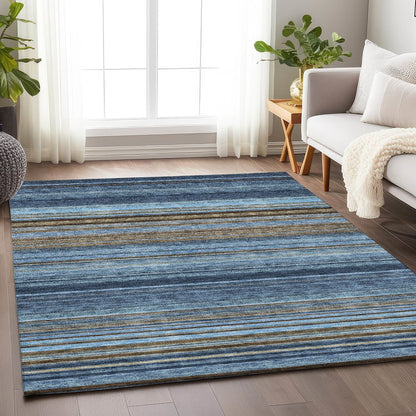 Premium Machine Washable Mayfield AMF979 Navy 5' x 7'6" Rug