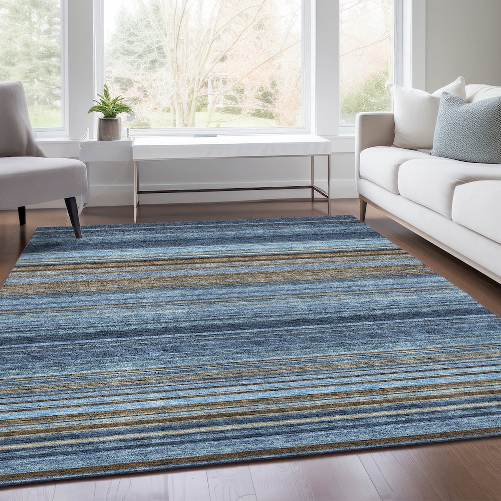 Premium Machine Washable Mayfield AMF979 Navy 5' x 7'6" Rug