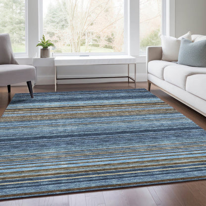 Premium Machine Washable Mayfield AMF979 Navy 5' x 7'6" Rug