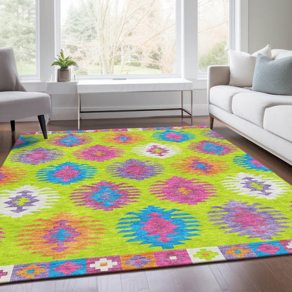 Premium Machine Washable Mayfield AMF983 Lime 5' x 7'6" Rug