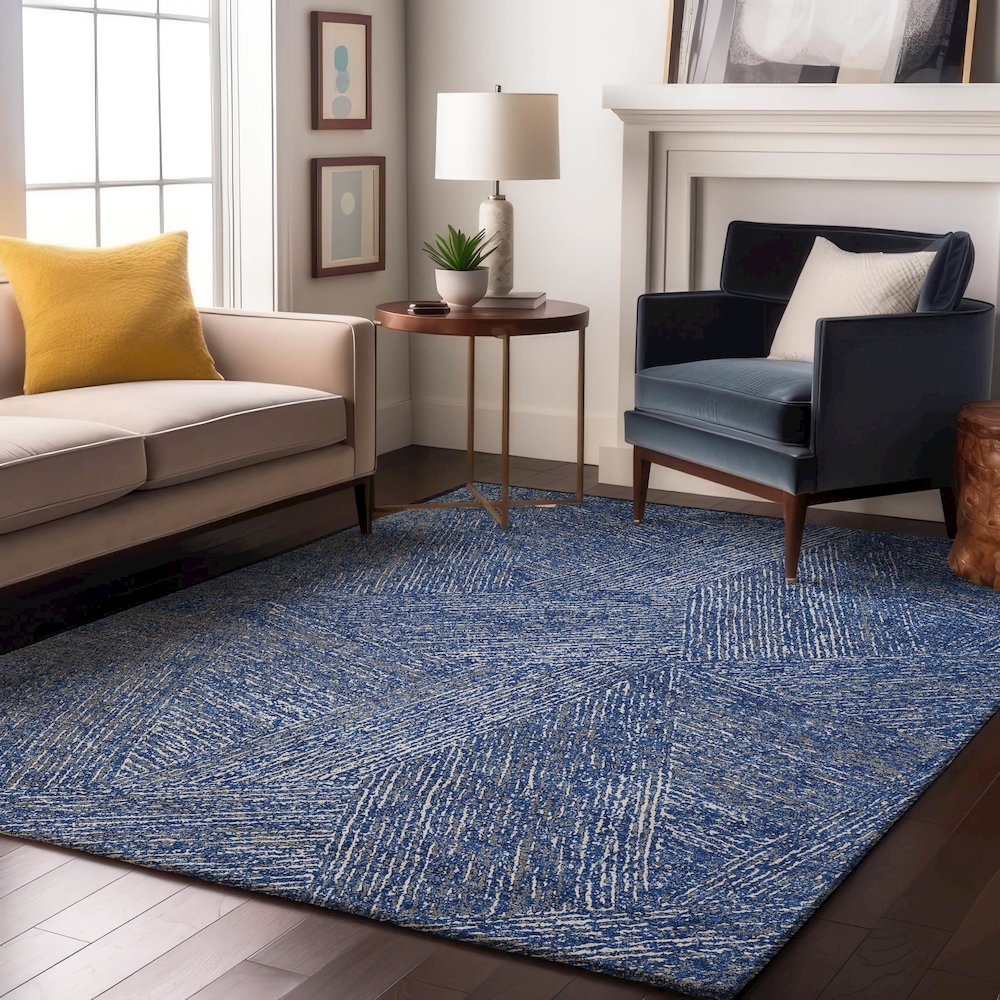 Premium Machine Washable Mayfield AMF991 Navy 5' x 7'6" Rug