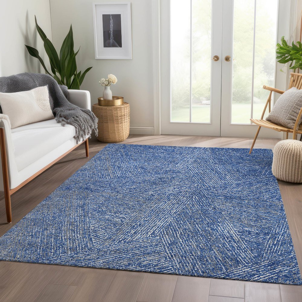 Premium Machine Washable Mayfield AMF991 Navy 5' x 7'6" Rug