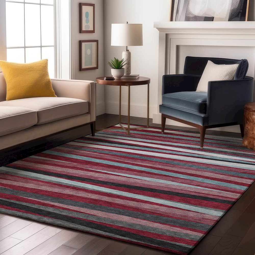 Premium Machine Washable Mayfield AMF997 Burgundy 5' x 7'6" Rug