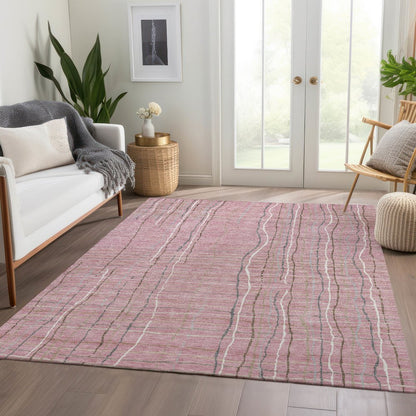 Premium Machine Washable Mayfield AMF998 Pink 5' x 7'6" Rug