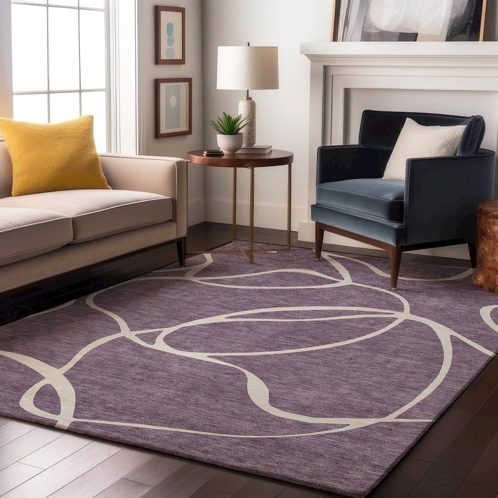 Premium Machine Washable Mayfield AMF999 Purple 5' x 7'6" Rug