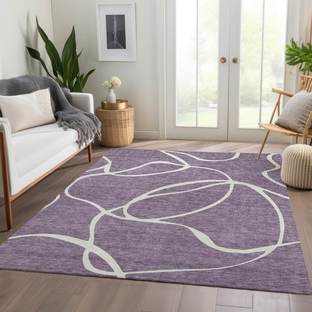 Premium Machine Washable Mayfield AMF999 Purple 5' x 7'6" Rug
