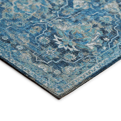Indoor/Outdoor Marbella MB4 Navy Washable 10' x 10' Round Rug
