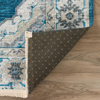 Indoor/Outdoor Marbella MB1 Indigo Washable 2'3" x 12' Runner Rug