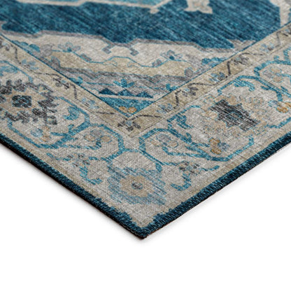 Indoor/Outdoor Marbella MB1 Indigo Washable 10' x 10' Round Rug
