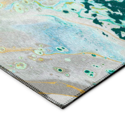 Karina Green Modern Abstract 10' x 14' Area Rug Green AKC40