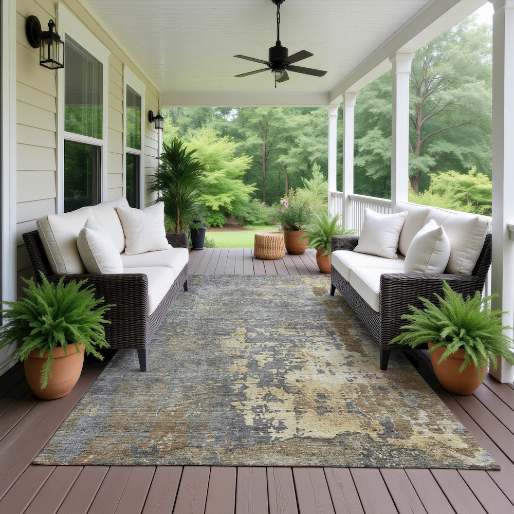 Luxury Washable Indoor/Outdoor Kochi Pewter 5' x 7'6" Rug